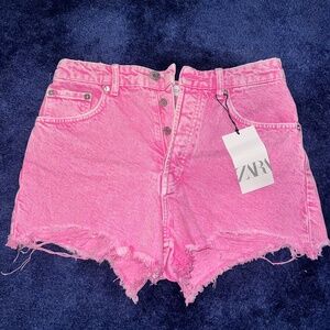 NWT Zara Pink Denim Shorts Size 6